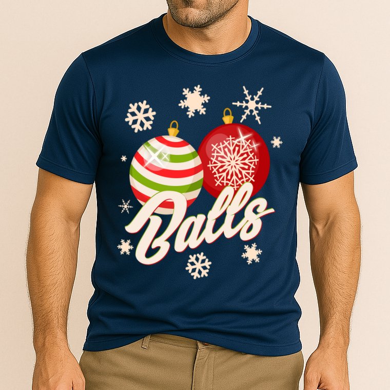 Funny Festive Christmas Balls Cooling Performance Crew T-Shirt