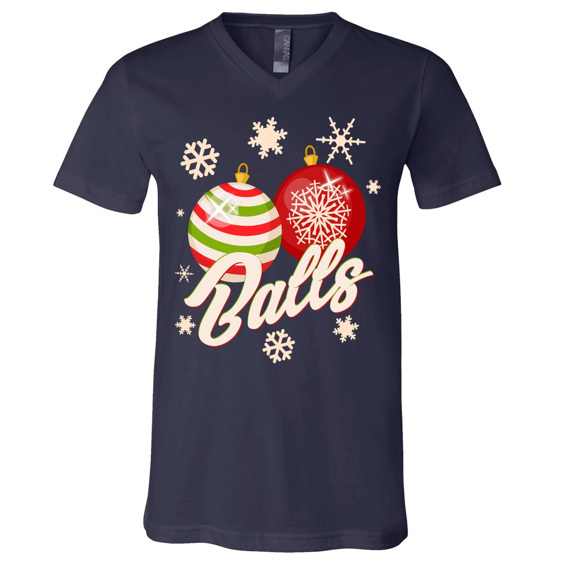 Funny Festive Christmas Balls V-Neck T-Shirt