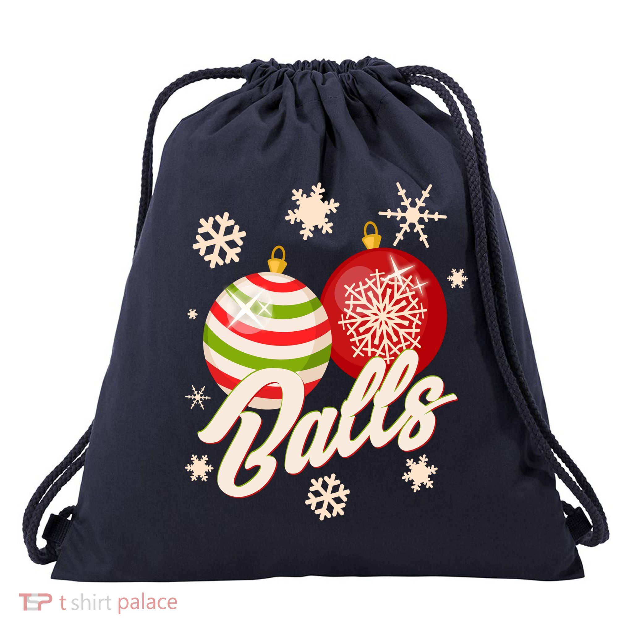 Funny Festive Christmas Balls Drawstring Bag