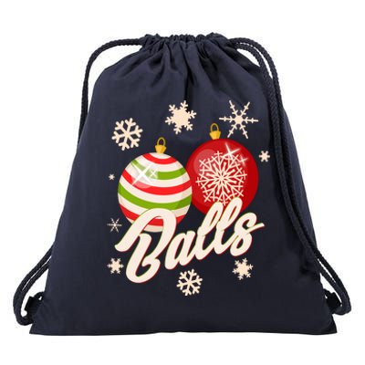 Funny Festive Christmas Balls Drawstring Bag