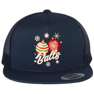 Funny Festive Christmas Balls Flat Bill Trucker Hat