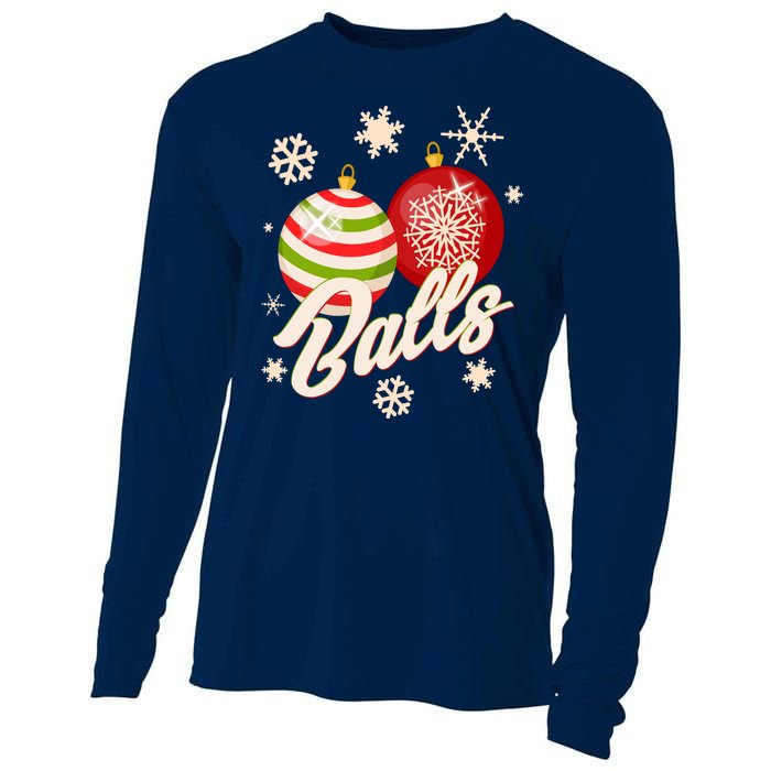 Funny Festive Christmas Balls Cooling Performance Long Sleeve Crew