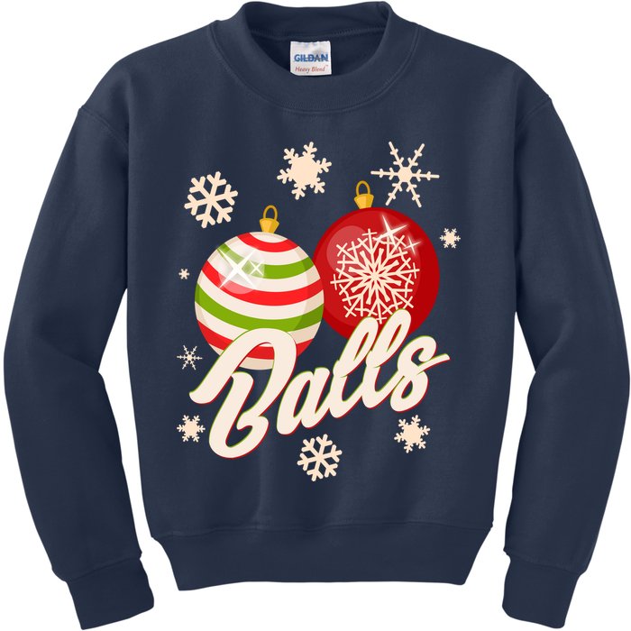 Funny Festive Christmas Balls Kids Sweatshirt