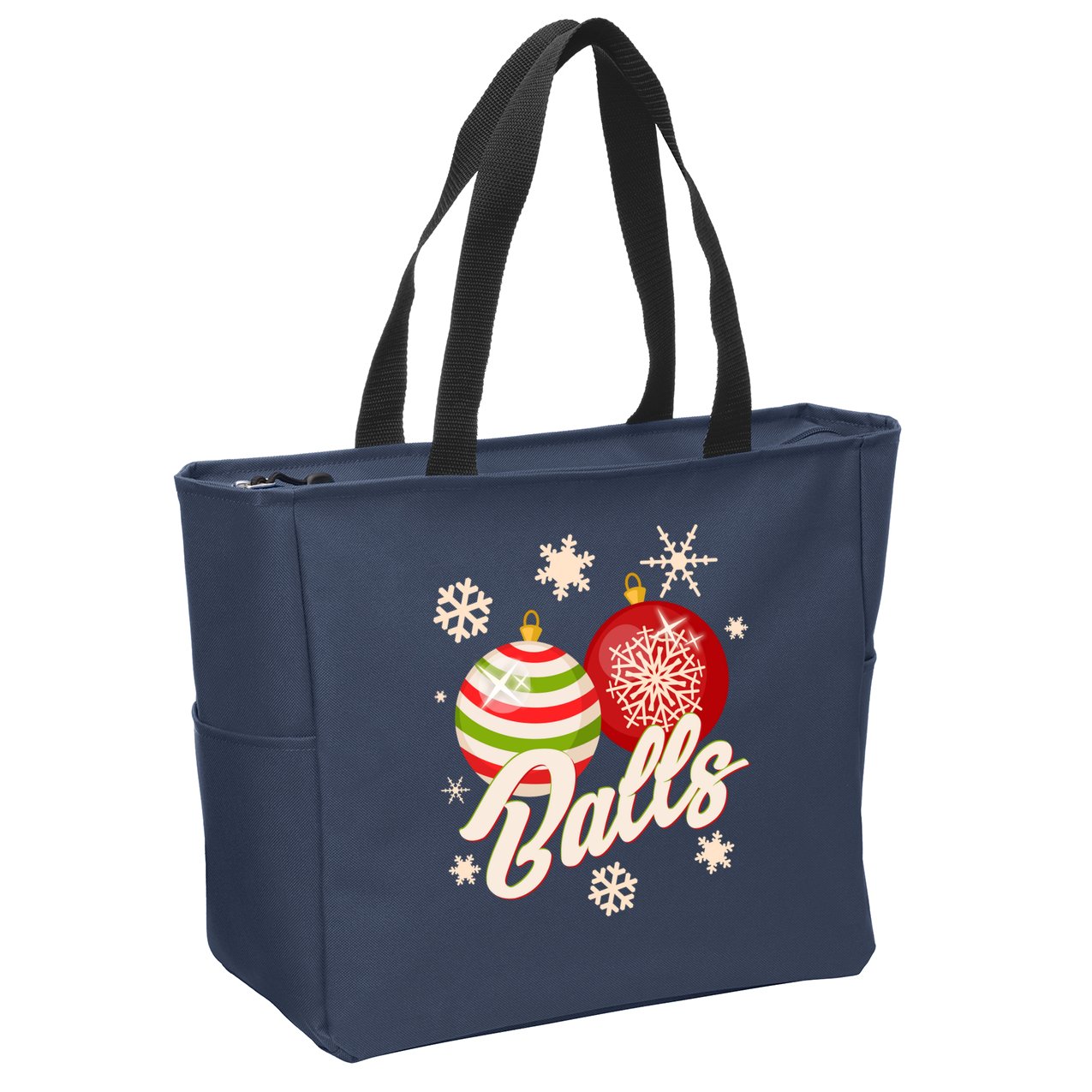 Funny Festive Christmas Balls Zip Tote Bag