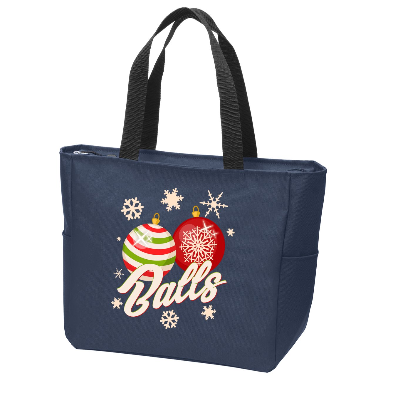 Funny Festive Christmas Balls Zip Tote Bag
