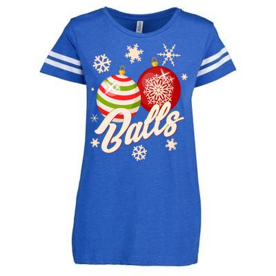 Funny Festive Christmas Balls Enza Ladies Jersey Football T-Shirt