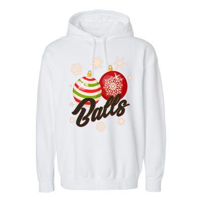 Funny Festive Christmas Balls Garment-Dyed Fleece Hoodie