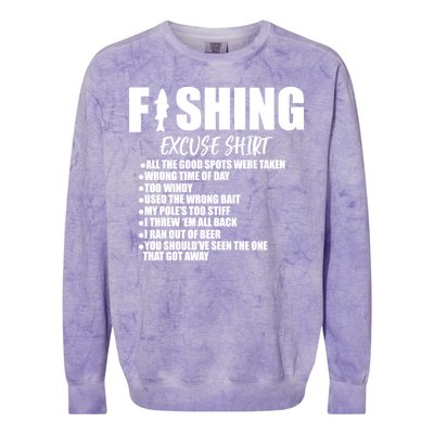 Funny Fishing Excuses Colorblast Crewneck Sweatshirt