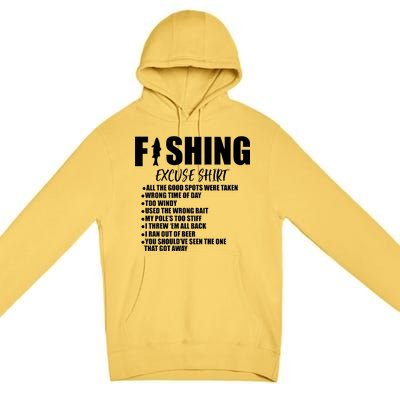 Funny Fishing Excuses Premium Pullover Hoodie