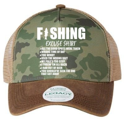 Funny Fishing Excuses Legacy Tie Dye Trucker Hat