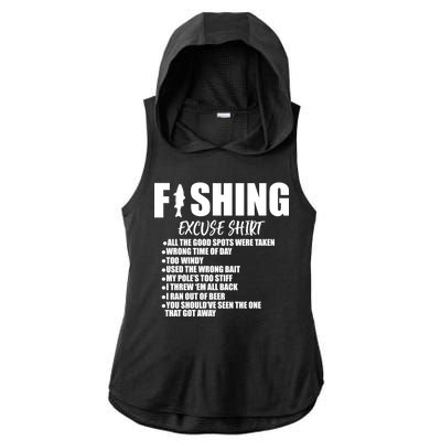 Funny Fishing Excuses Ladies PosiCharge Tri-Blend Wicking Draft Hoodie Tank