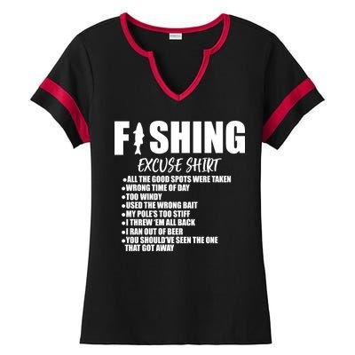 Funny Fishing Excuses Ladies Halftime Notch Neck Tee