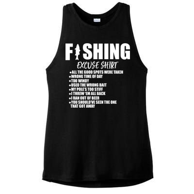 Funny Fishing Excuses Ladies PosiCharge Tri-Blend Wicking Tank