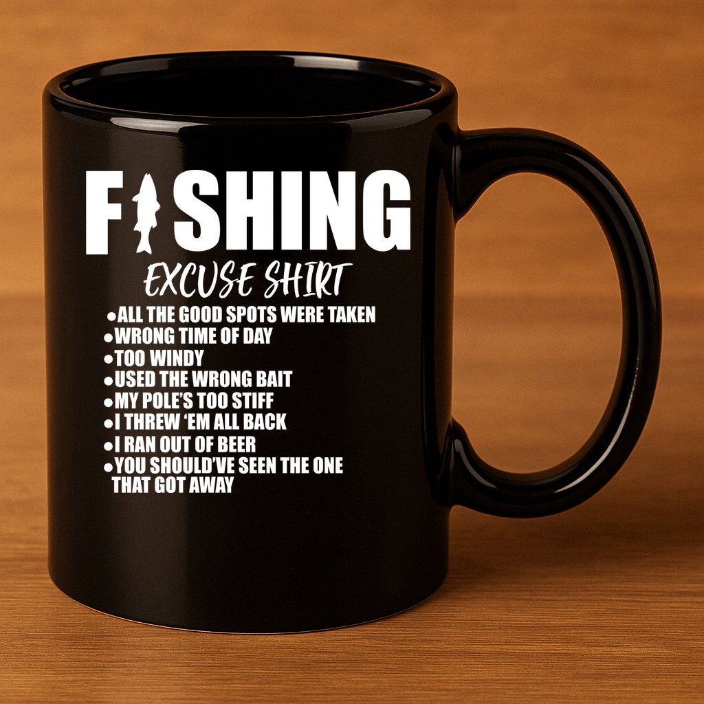 Funny Fishing Excuses 11oz C Handle Ceramic Mug