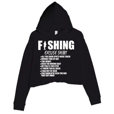 Funny Fishing Excuses Crop Fleece Hoodie