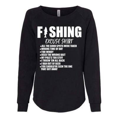 Funny Fishing Excuses Womens California Wash Sweatshirt