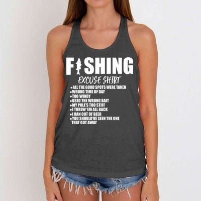 Funny Fishing Excuses Women's Knotted Racerback Tank