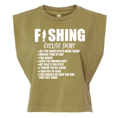 Funny Fishing Excuses Garment-Dyed Women's Muscle Tee