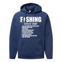 Funny Fishing Excuses Performance Fleece Hoodie