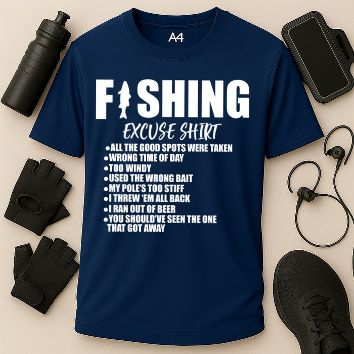 Funny Fishing Excuses Cooling Performance Crew T-Shirt