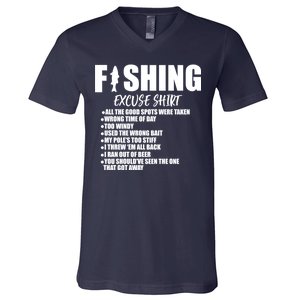 Funny Fishing Excuses V-Neck T-Shirt