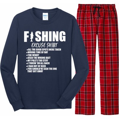 Funny Fishing Excuses Long Sleeve Pajama Set