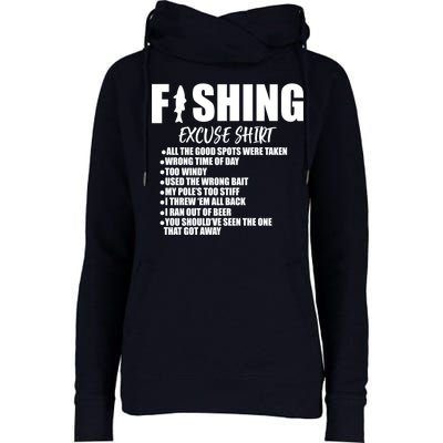 Funny Fishing Excuses Womens Funnel Neck Pullover Hood