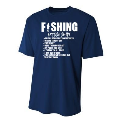 Funny Fishing Excuses Youth Performance Sprint T-Shirt