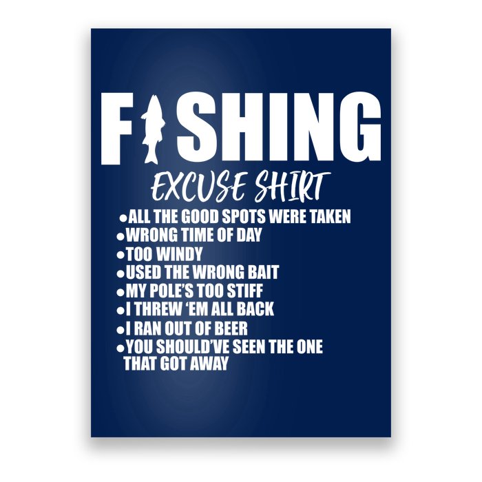 Funny Fishing Excuses Poster