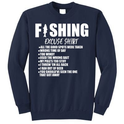 Funny Fishing Excuses Tall Sweatshirt