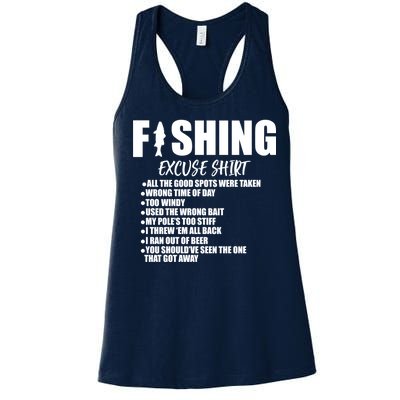 Funny Fishing Excuses Women's Racerback Tank