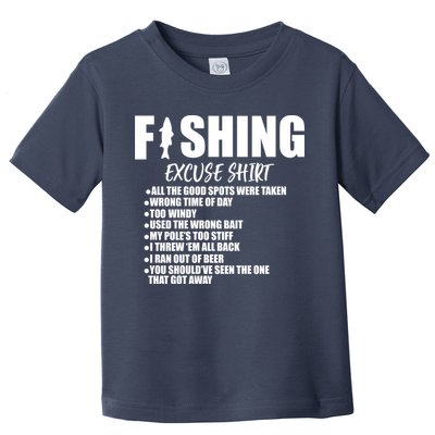 Funny Fishing Excuses Toddler T-Shirt
