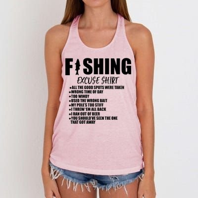 Funny Fishing Excuses Women's Knotted Racerback Tank