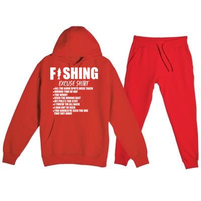 Funny Fishing Excuses Premium Hooded Sweatsuit Set