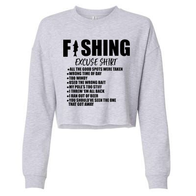 Funny Fishing Excuses Cropped Pullover Crew