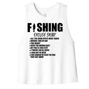 Funny Fishing Excuses Women's Racerback Cropped Tank