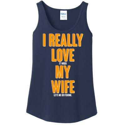 Funny Fishing I Really Love My Wife  Ladies Essential Tank