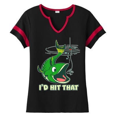 Funny Fishing I'd Hit That Ladies Halftime Notch Neck Tee