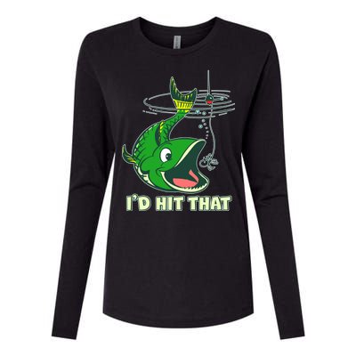 Funny Fishing I'd Hit That Womens Cotton Relaxed Long Sleeve T-Shirt