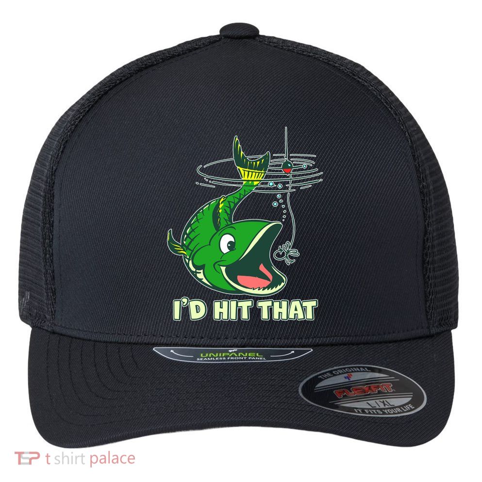 Funny Fishing I'd Hit That Flexfit Unipanel Trucker Cap
