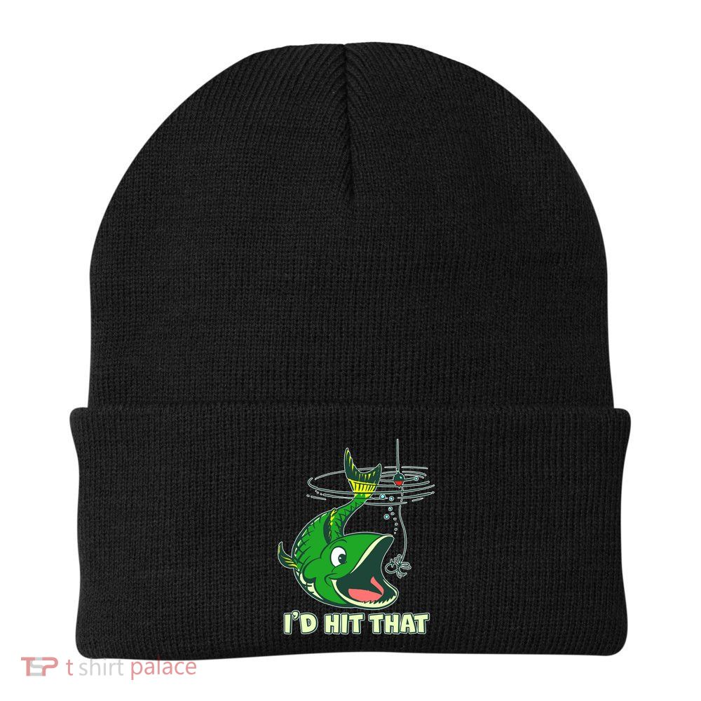 Funny Fishing I'd Hit That Knit Cap Winter Beanie