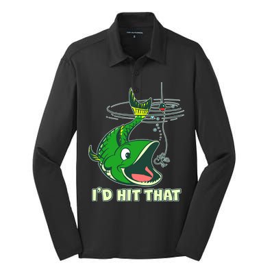 Funny Fishing I'd Hit That Silk Touch Performance Long Sleeve Polo