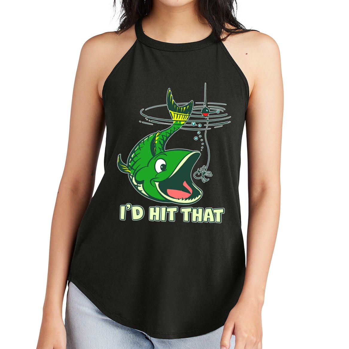Funny Fishing I'd Hit That Women's Perfect Tri Rocker Tank