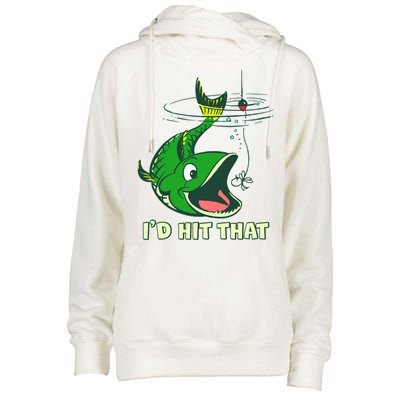 Funny Fishing I'd Hit That Womens Funnel Neck Pullover Hood