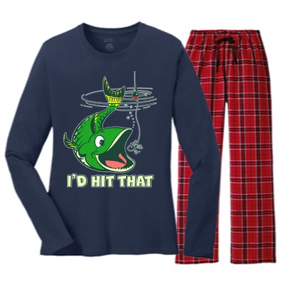 Funny Fishing I'd Hit That Women's Long Sleeve Flannel Pajama Set 