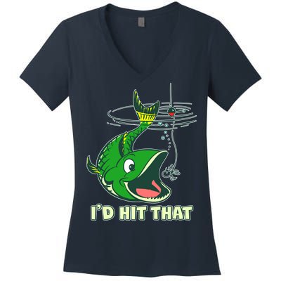 Funny Fishing I'd Hit That Women's V-Neck T-Shirt