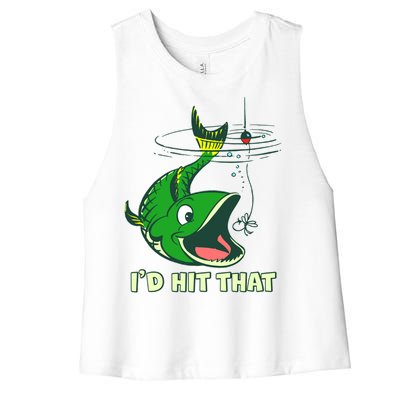 Funny Fishing I'd Hit That Women's Racerback Cropped Tank