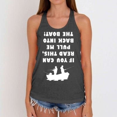 Funny Fishing: If You Can Read This Pull Me Back Into The Boat Women's Knotted Racerback Tank