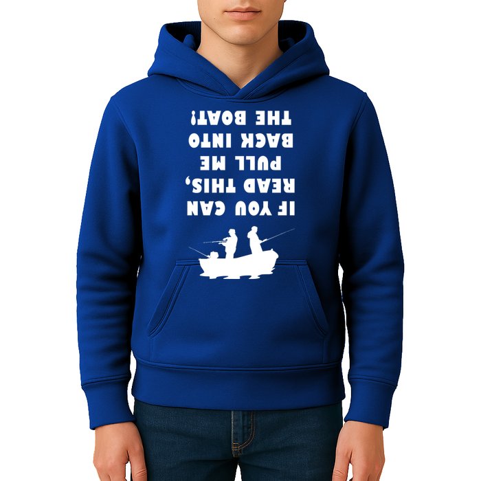 Funny Fishing: If You Can Read This Pull Me Back Into The Boat Kids Hoodie