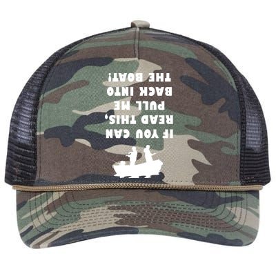 Funny Fishing: If You Can Read This Pull Me Back Into The Boat Retro Rope Trucker Hat Cap